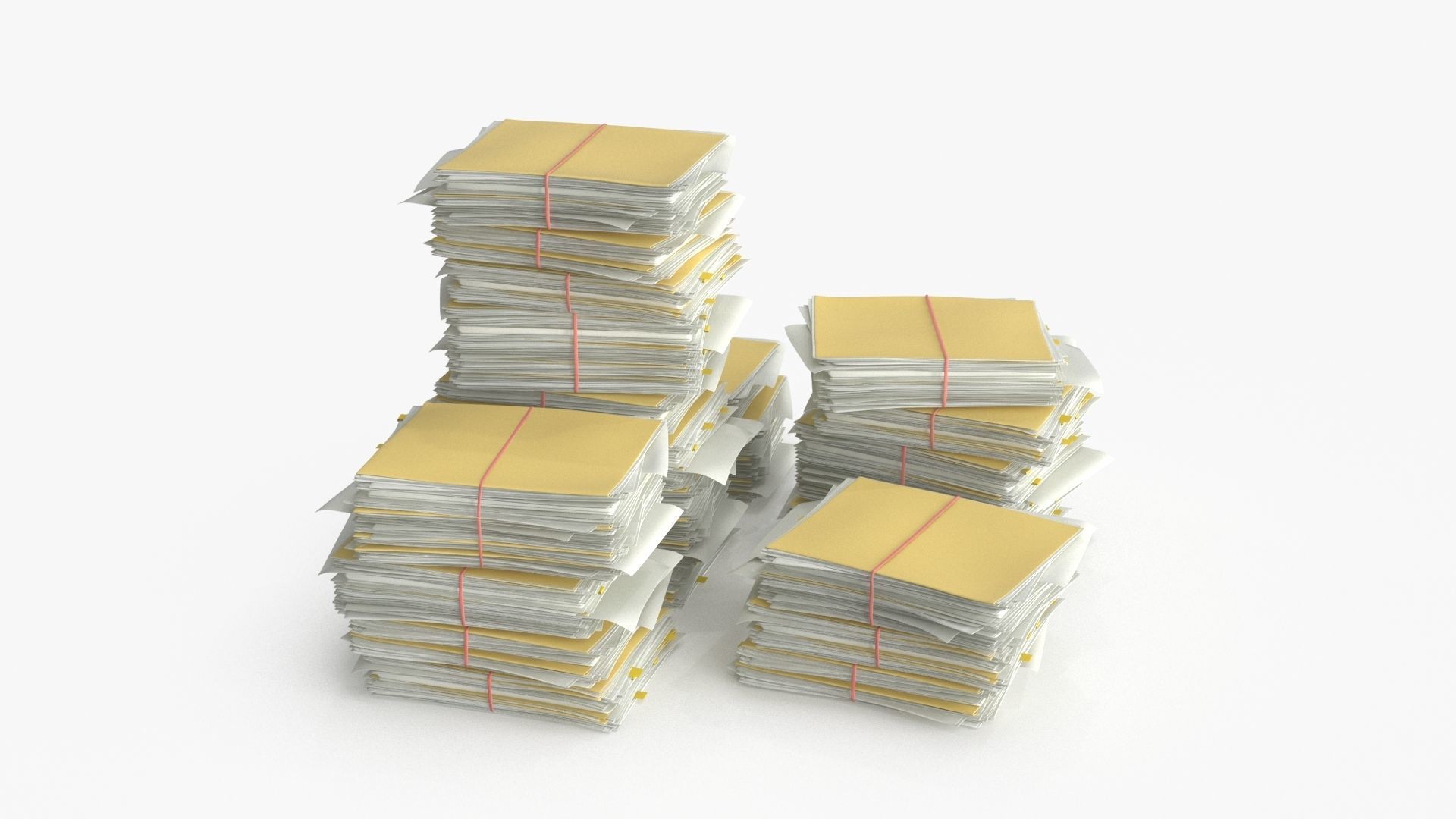 Pile of Paper Files Archive stack Set of 3 Low-poly 3D model_9