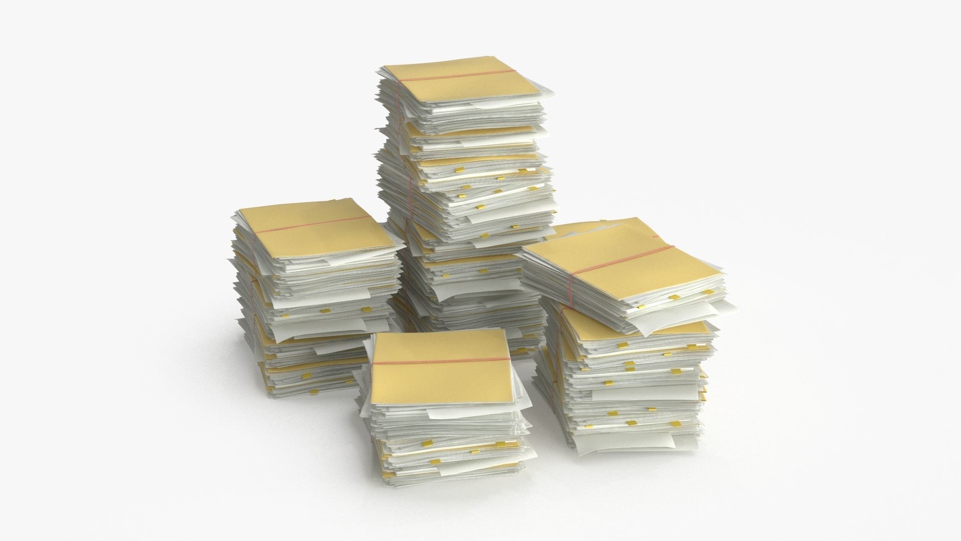 Pile of Paper Files Archive stack Set of 3 Low-poly 3D model_8