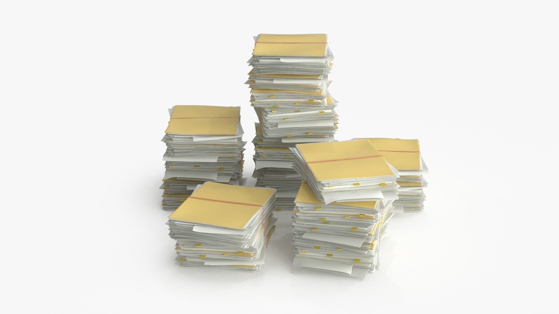 Pile of Paper Files Archive stack Set of 3 Low-poly 3D model_15
