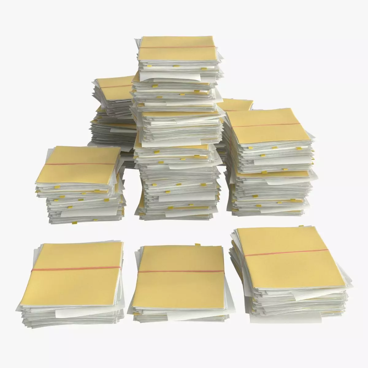Pile of Paper Files Archive stack Set of 3 Low-poly 3D model_0