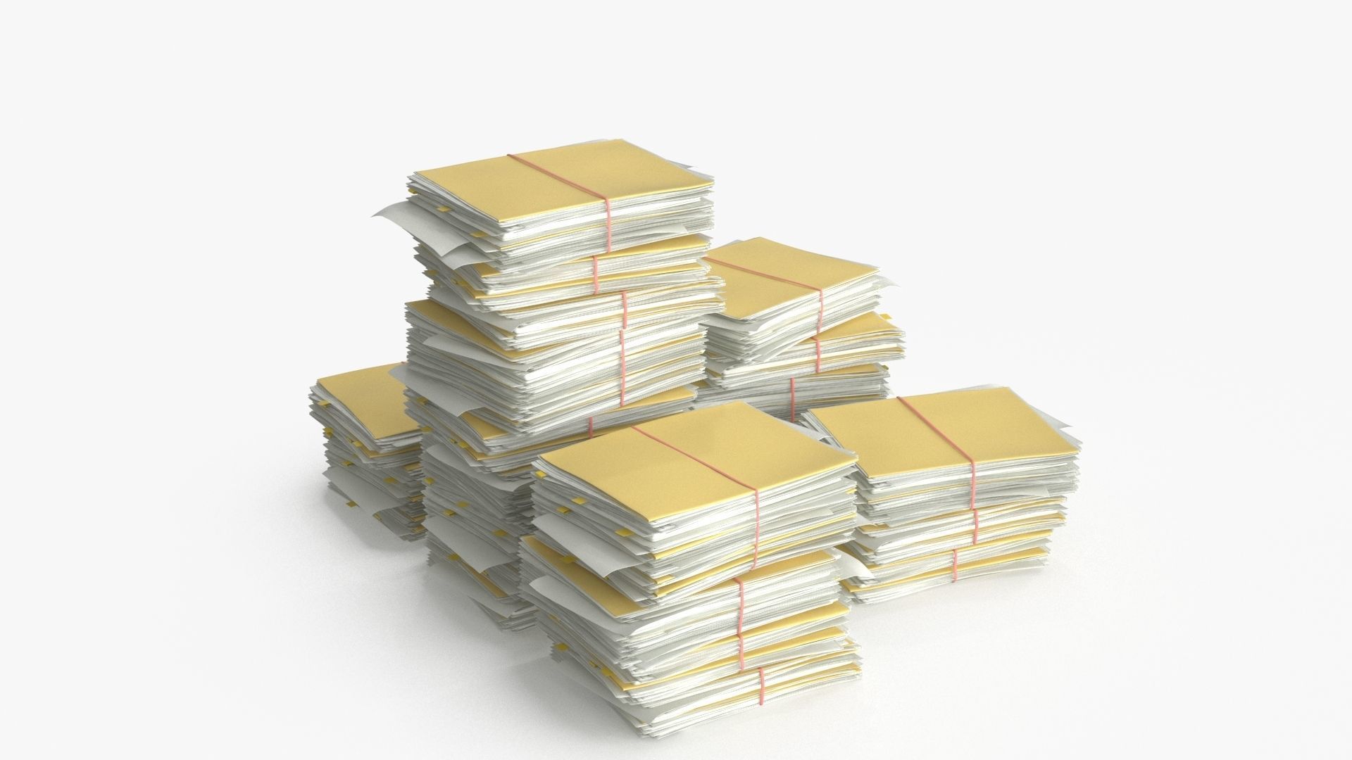 Pile of Paper Files Archive stack Set of 3 Low-poly 3D model_10