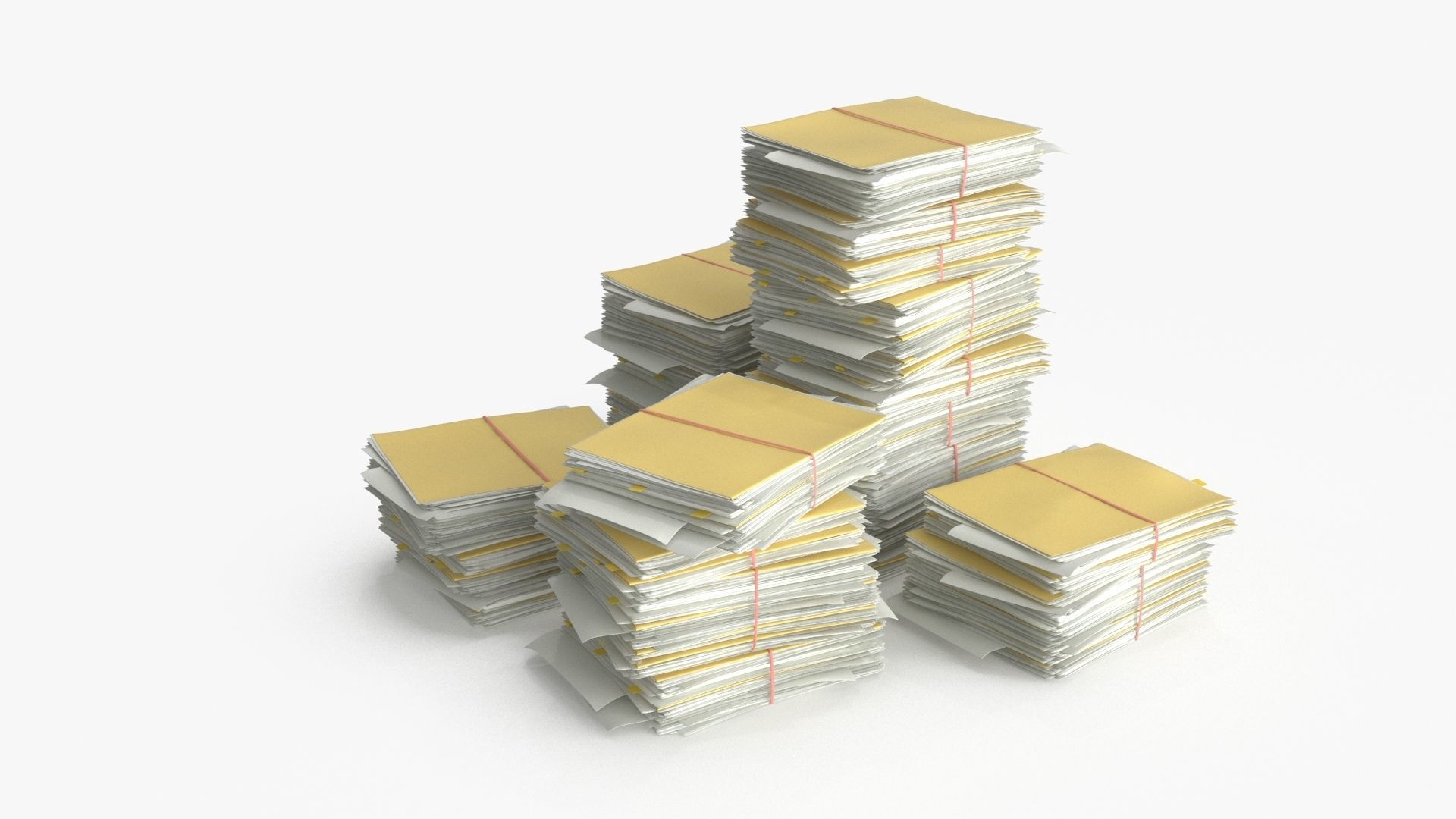 Pile of Paper Files Archive stack Set of 3 Low-poly 3D model_14