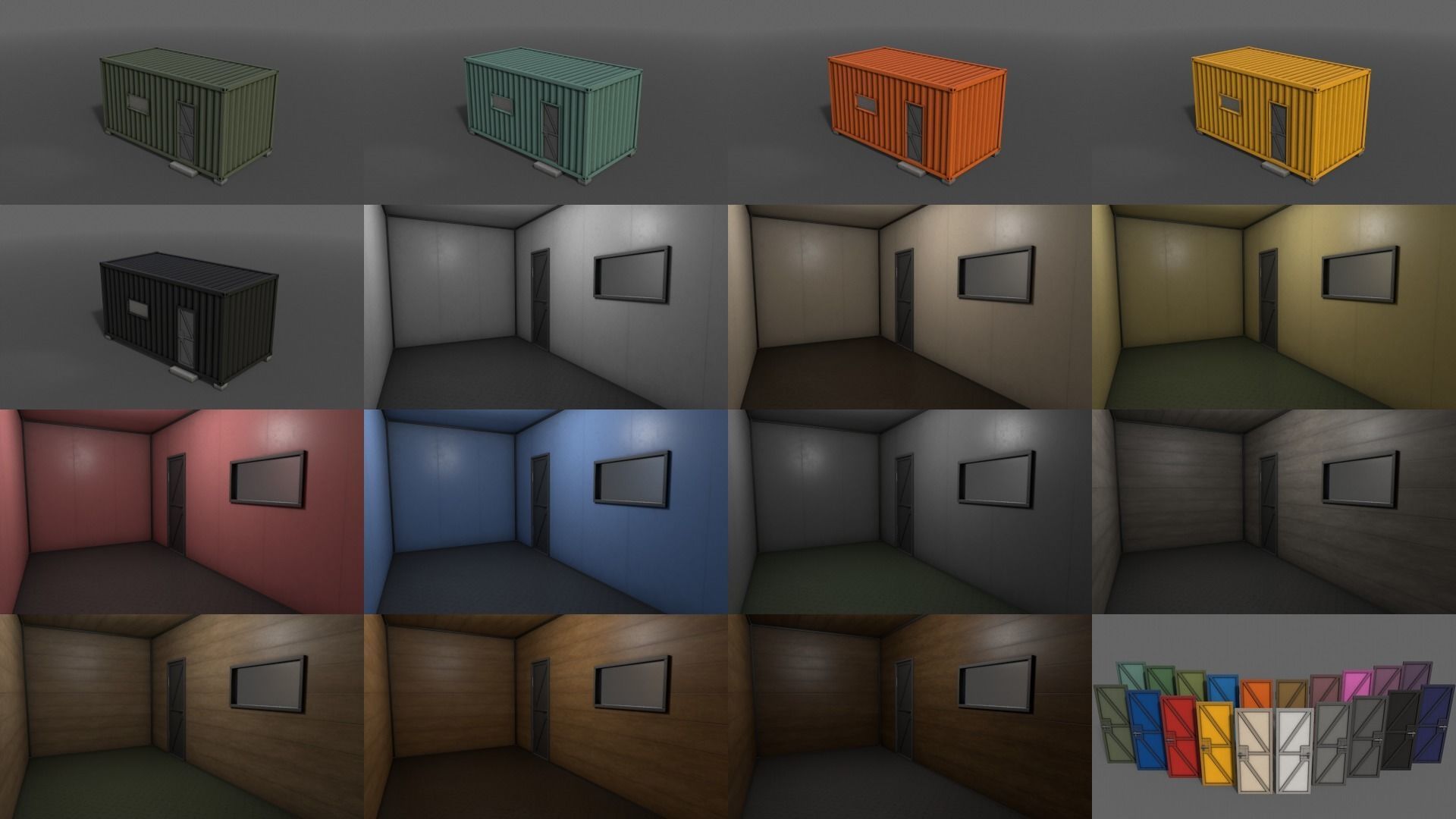 PBR Container House AA 20ft V4 Low-poly 3D model_3