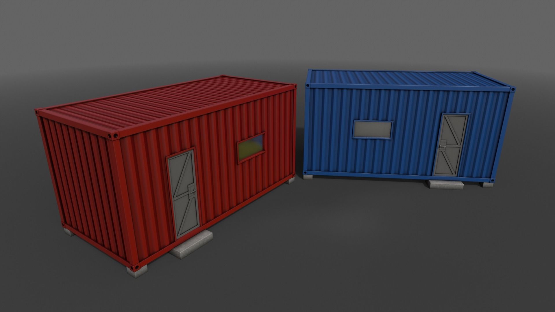 PBR Container House AA 20ft V4 Low-poly 3D model_7