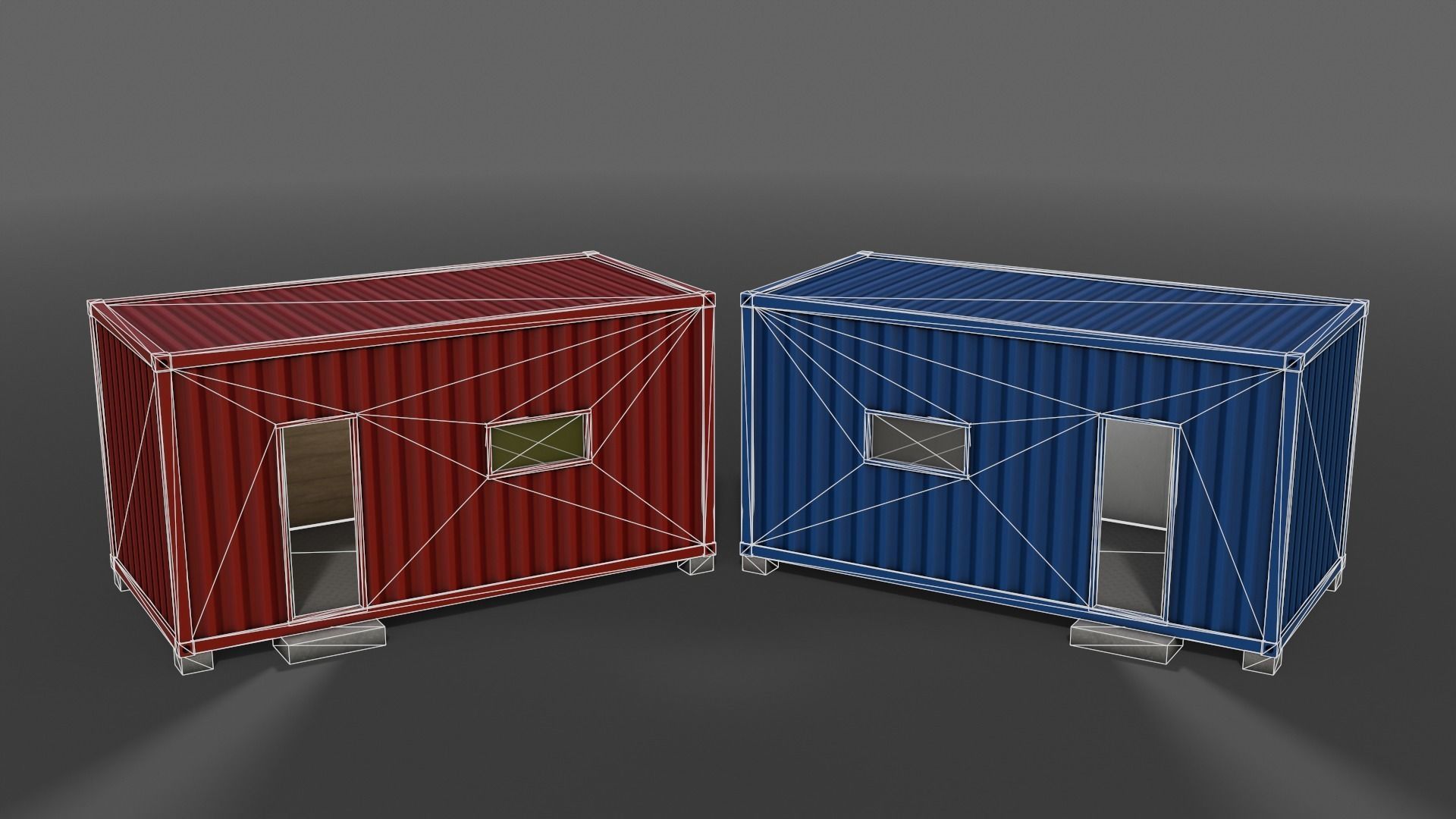 PBR Container House AA 20ft V4 Low-poly 3D model_6