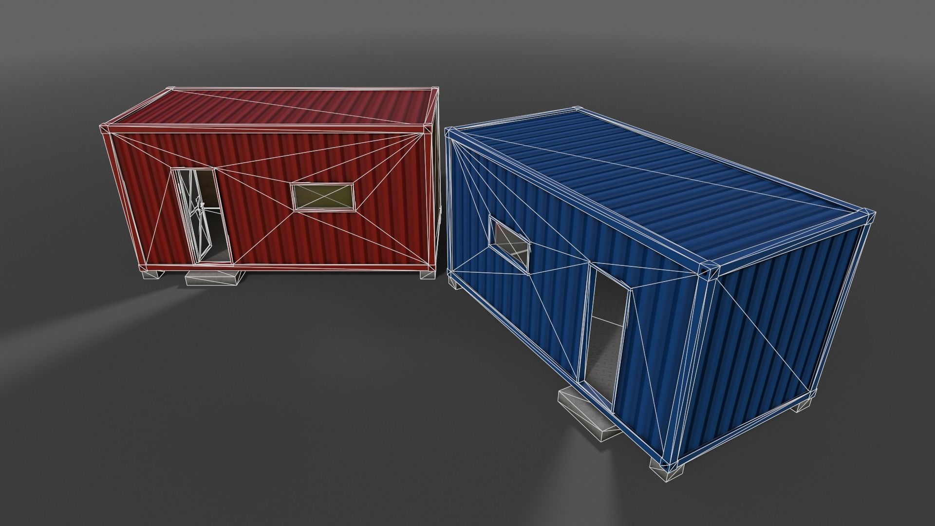 PBR Container House AA 20ft V4 Low-poly 3D model_12
