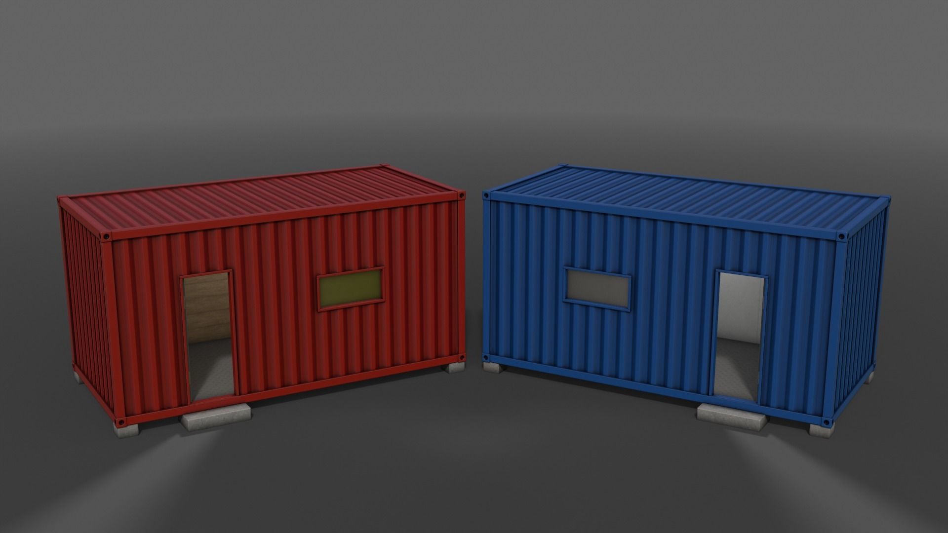PBR Container House AA 20ft V4 Low-poly 3D model_5