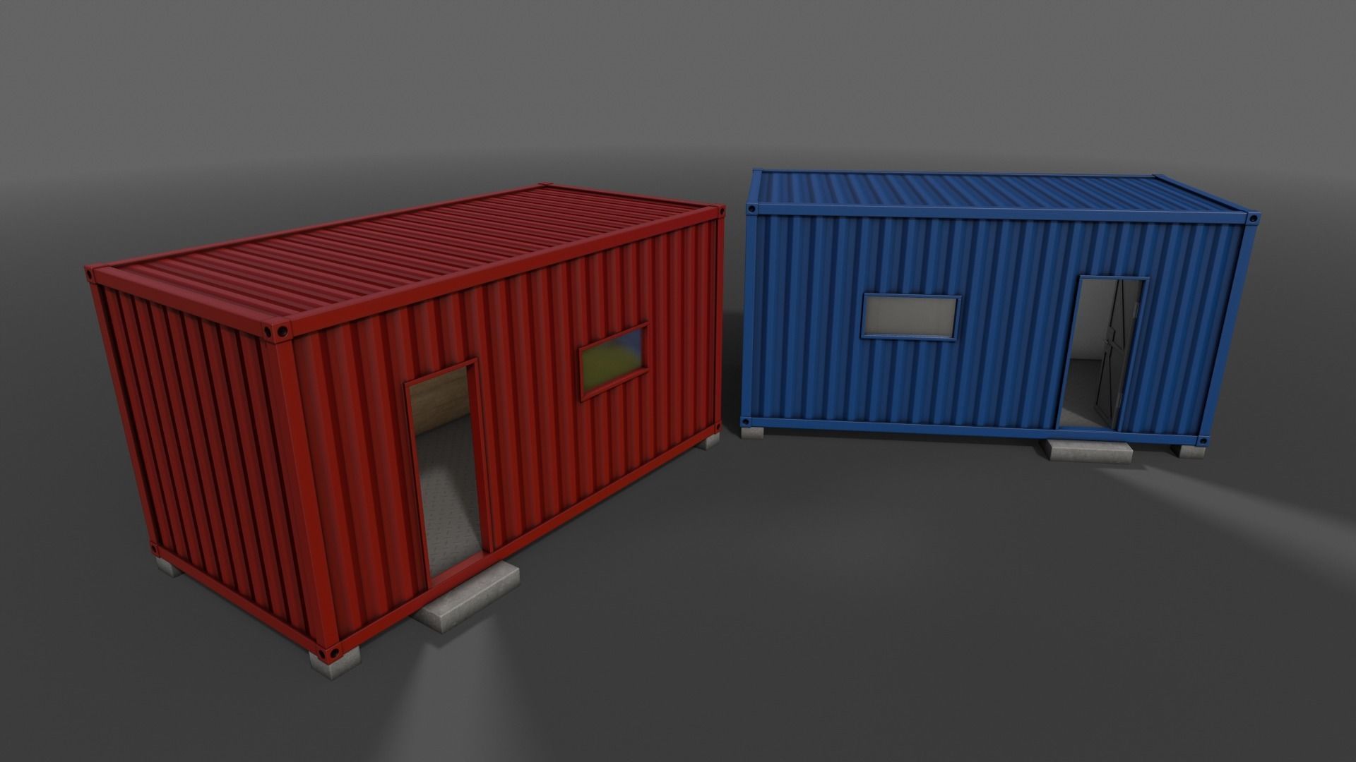 PBR Container House AA 20ft V4 Low-poly 3D model_8