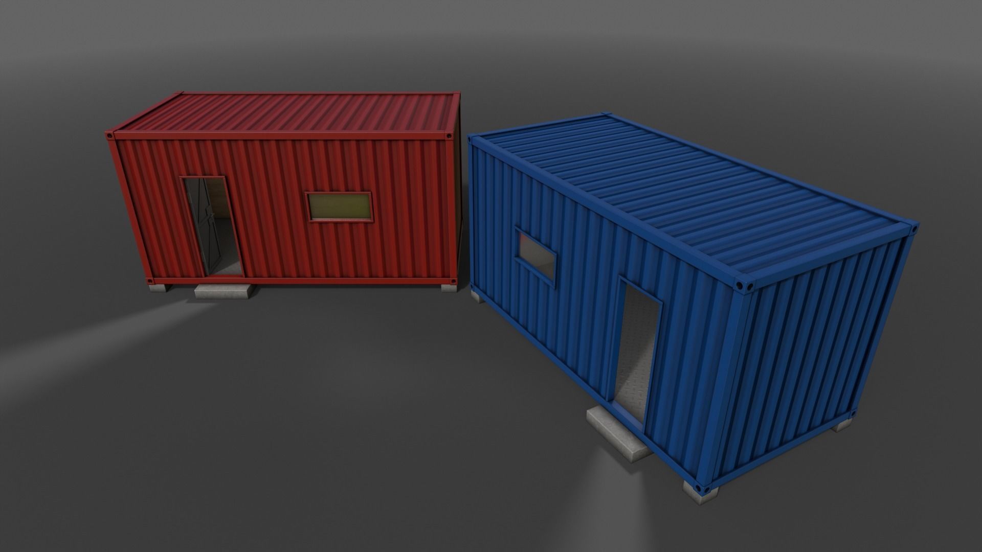 PBR Container House AA 20ft V4 Low-poly 3D model_11