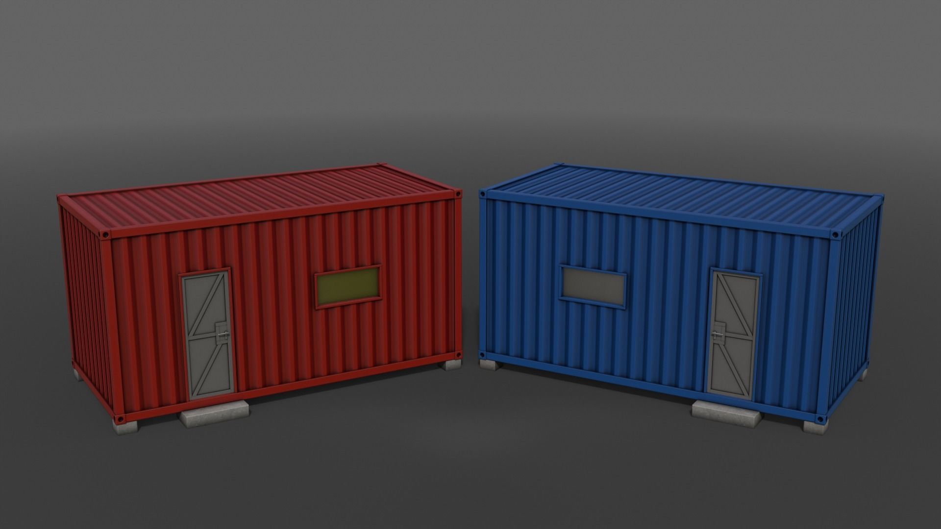 PBR Container House AA 20ft V4 Low-poly 3D model_4