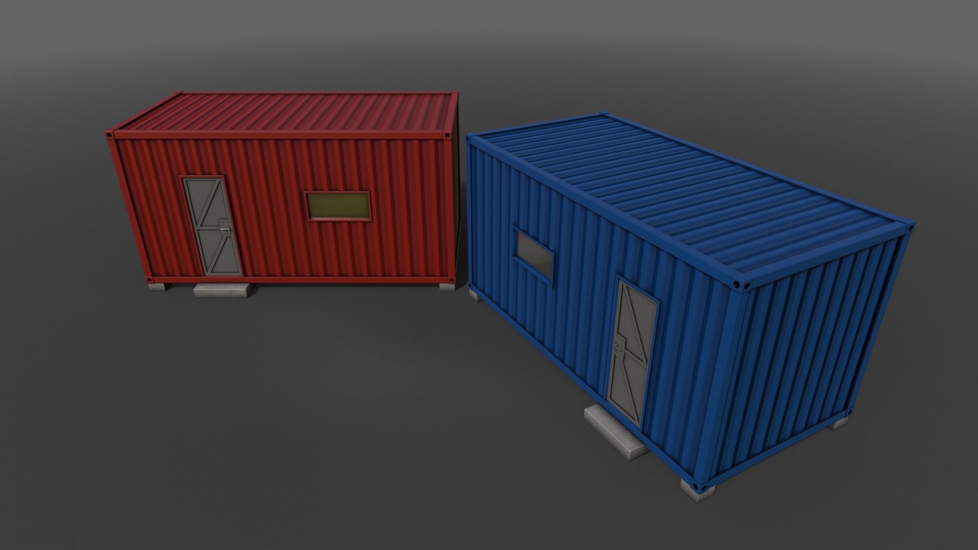 PBR Container House AA 20ft V4 Low-poly 3D model_10