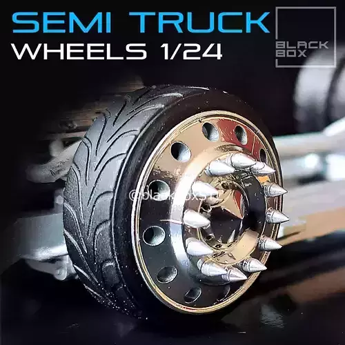 Semi Truck Wheel set with low profile tires 1-24th 3D print model
