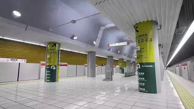 Tokyo Metro Station 01 Low-poly 3D model
