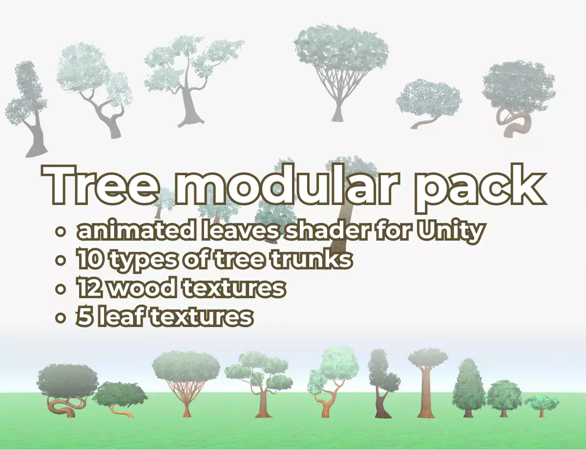 Tree package - animated game set for Unity Low-poly 3D model_0