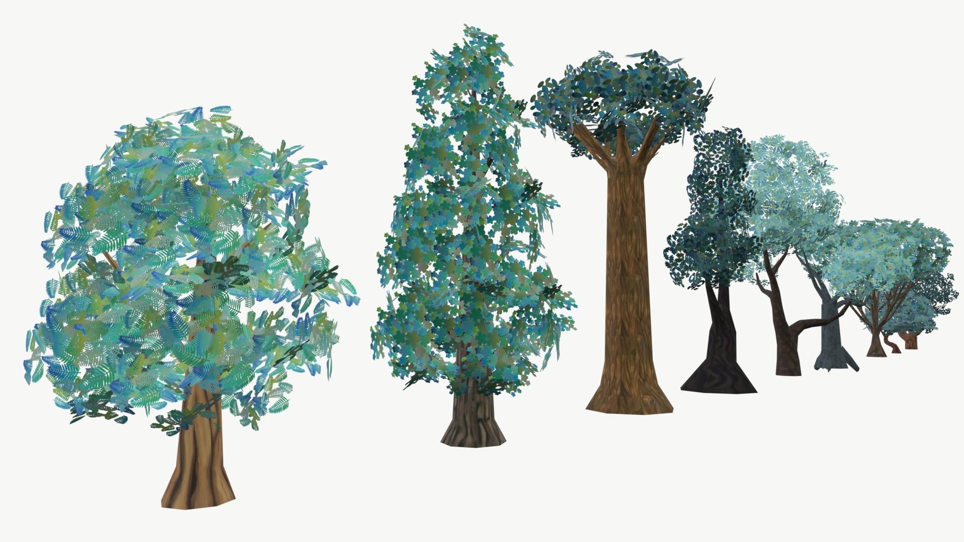 Tree package - animated game set for Unity Low-poly 3D model_7