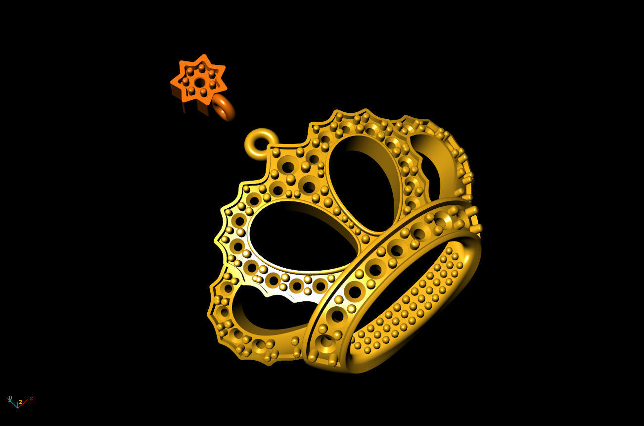 Crown Pendant 3D print model_2