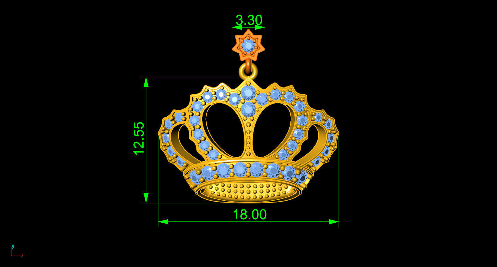 Crown Pendant 3D print model_1