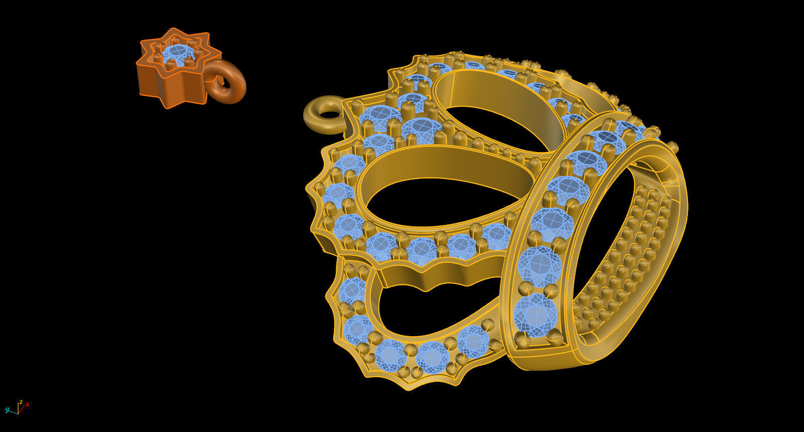 Crown Pendant 3D print model_8