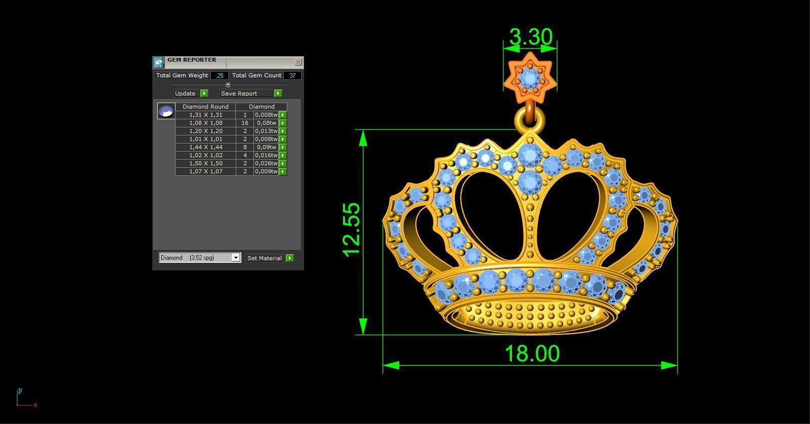 Crown Pendant 3D print model_6