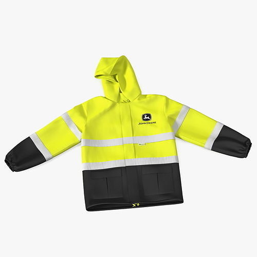 John Deere Safety Rain Jacket High Visibility 3D model