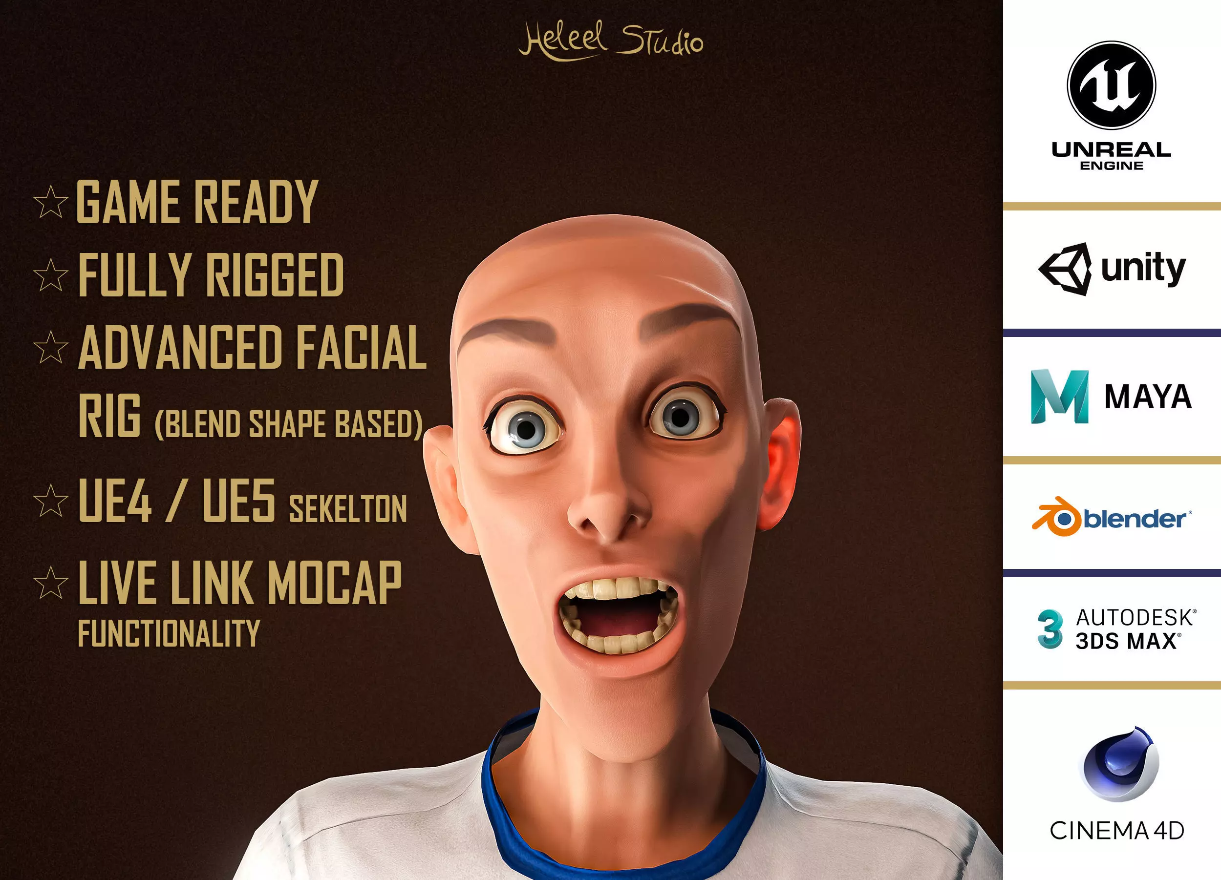 High Quality Thin Funny Cartoon Man Low-poly 3D model