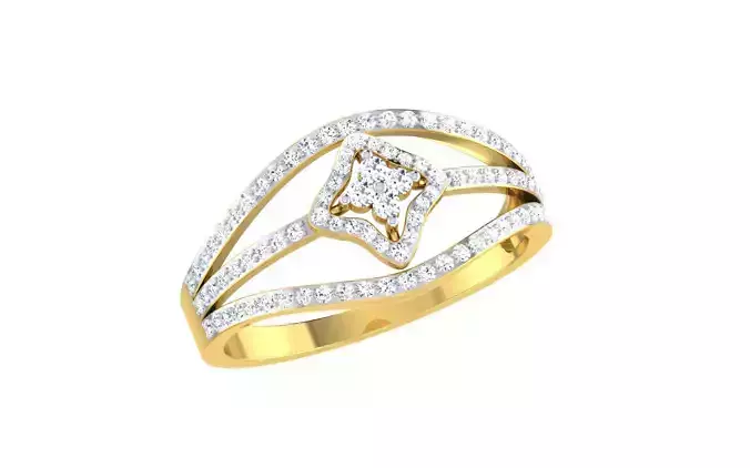 Light Weight Gold Diamond Rings-R-4119