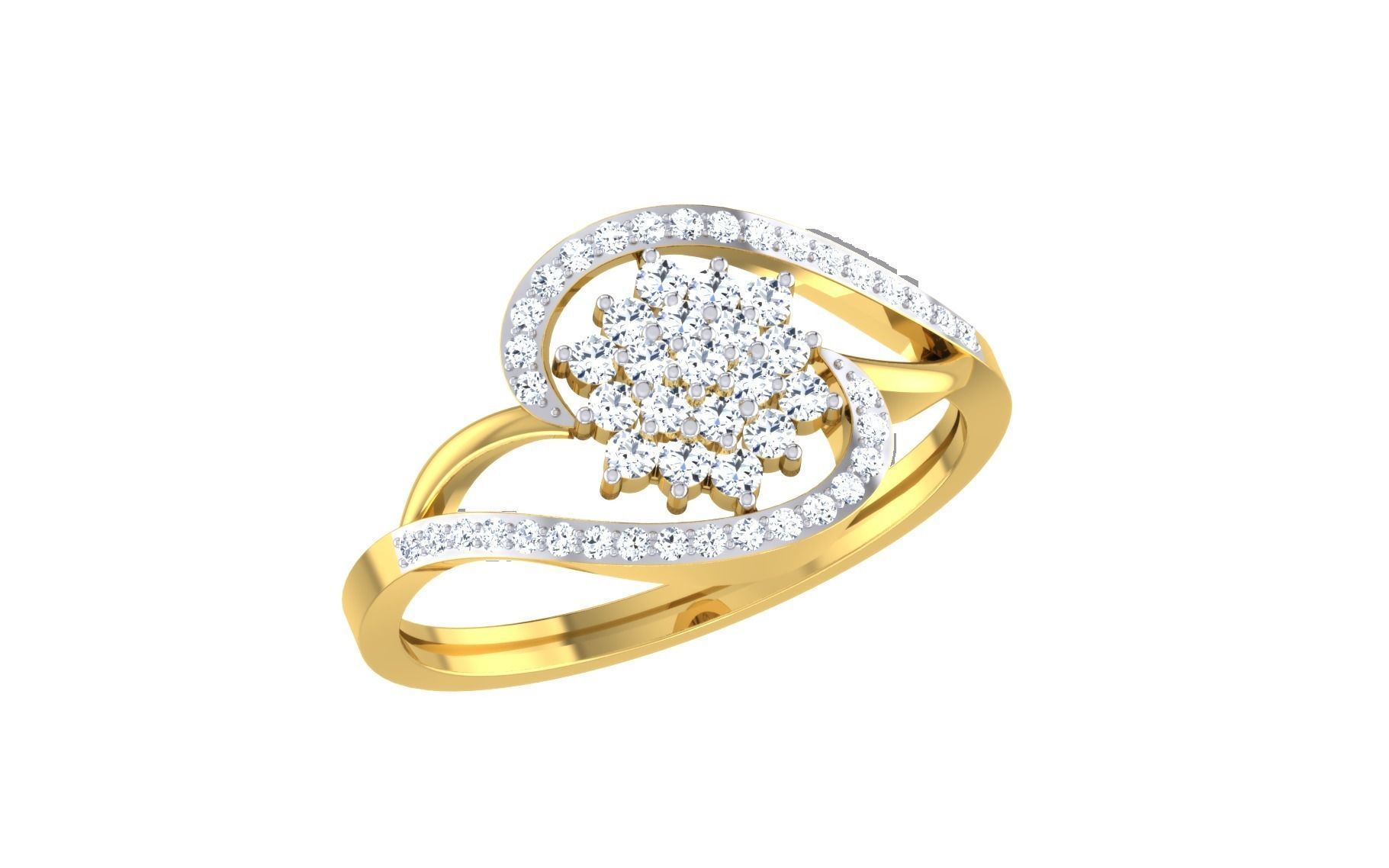 Light Weight Gold Diamond Rings-R-4120 3D print model_1