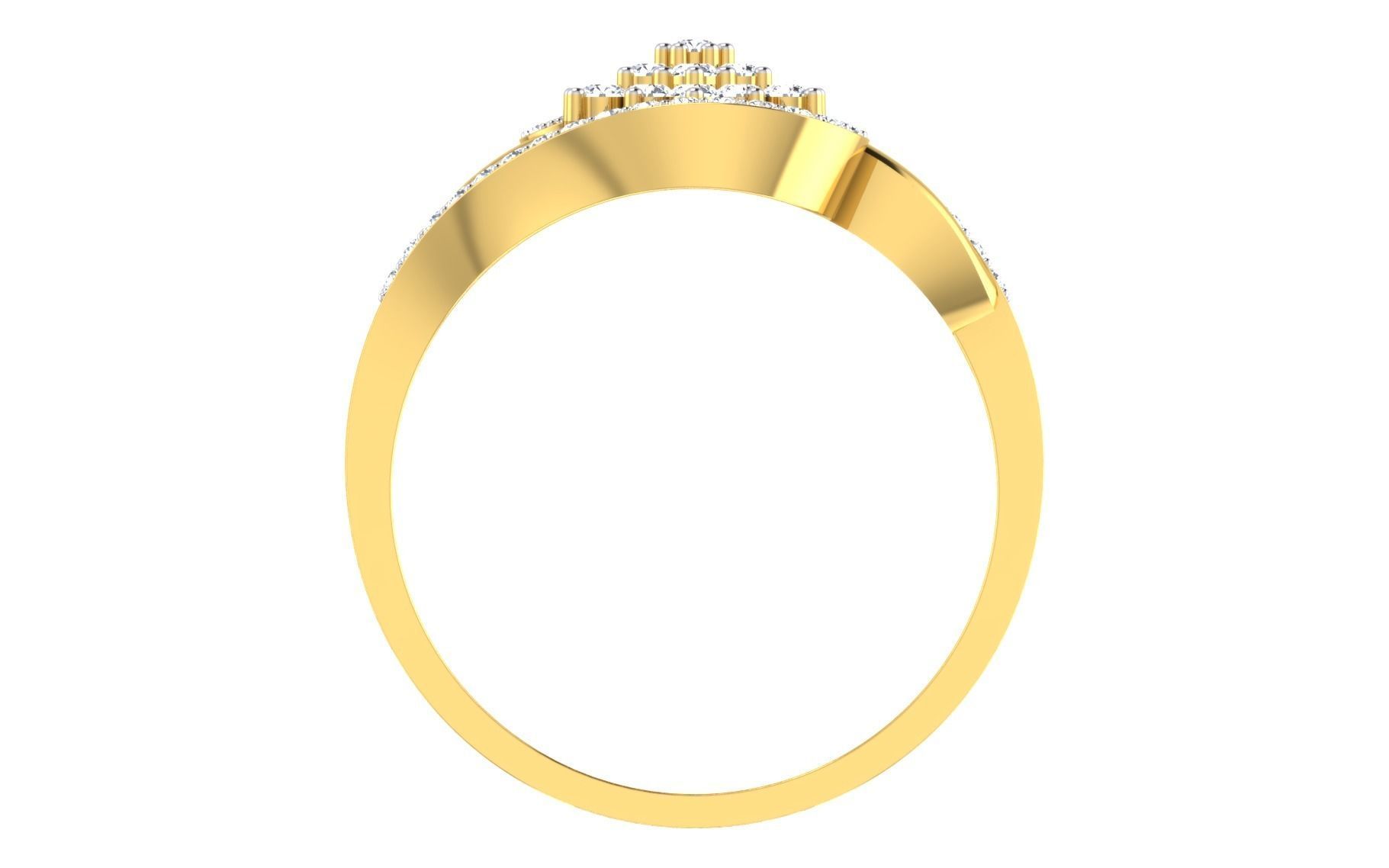 Light Weight Gold Diamond Rings-R-4120 3D print model_3