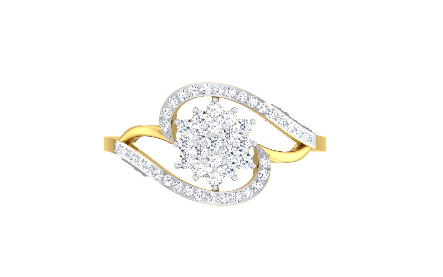 Light Weight Gold Diamond Rings-R-4120 3D print model_7