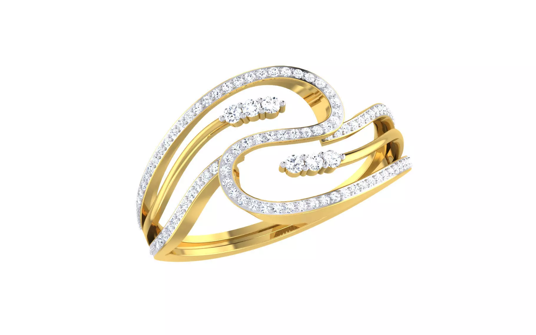 Light Weight Gold Diamond Rings-R-4121 3D print model