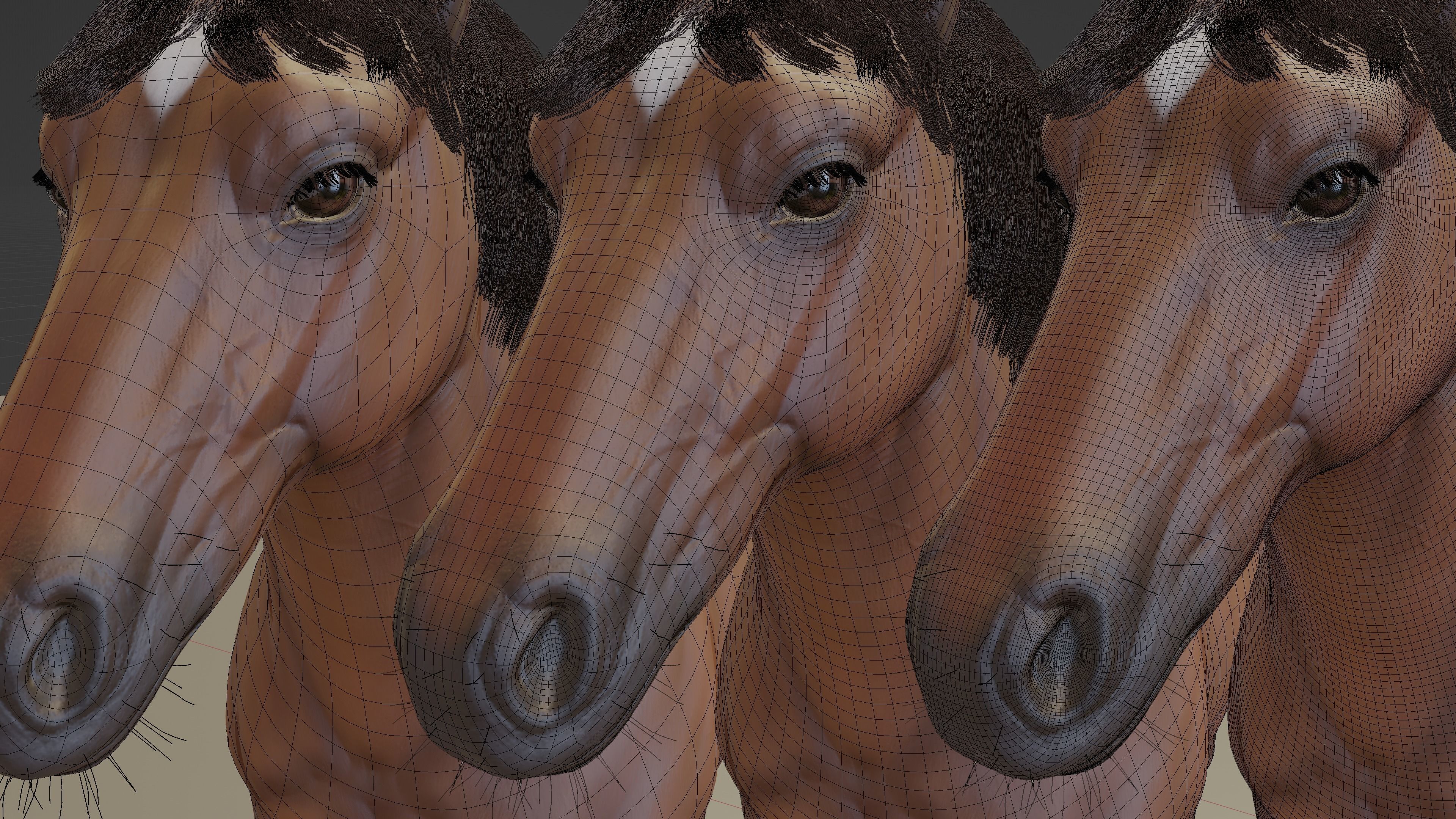 PBR Rigged Horse 4 styles 3D model_34