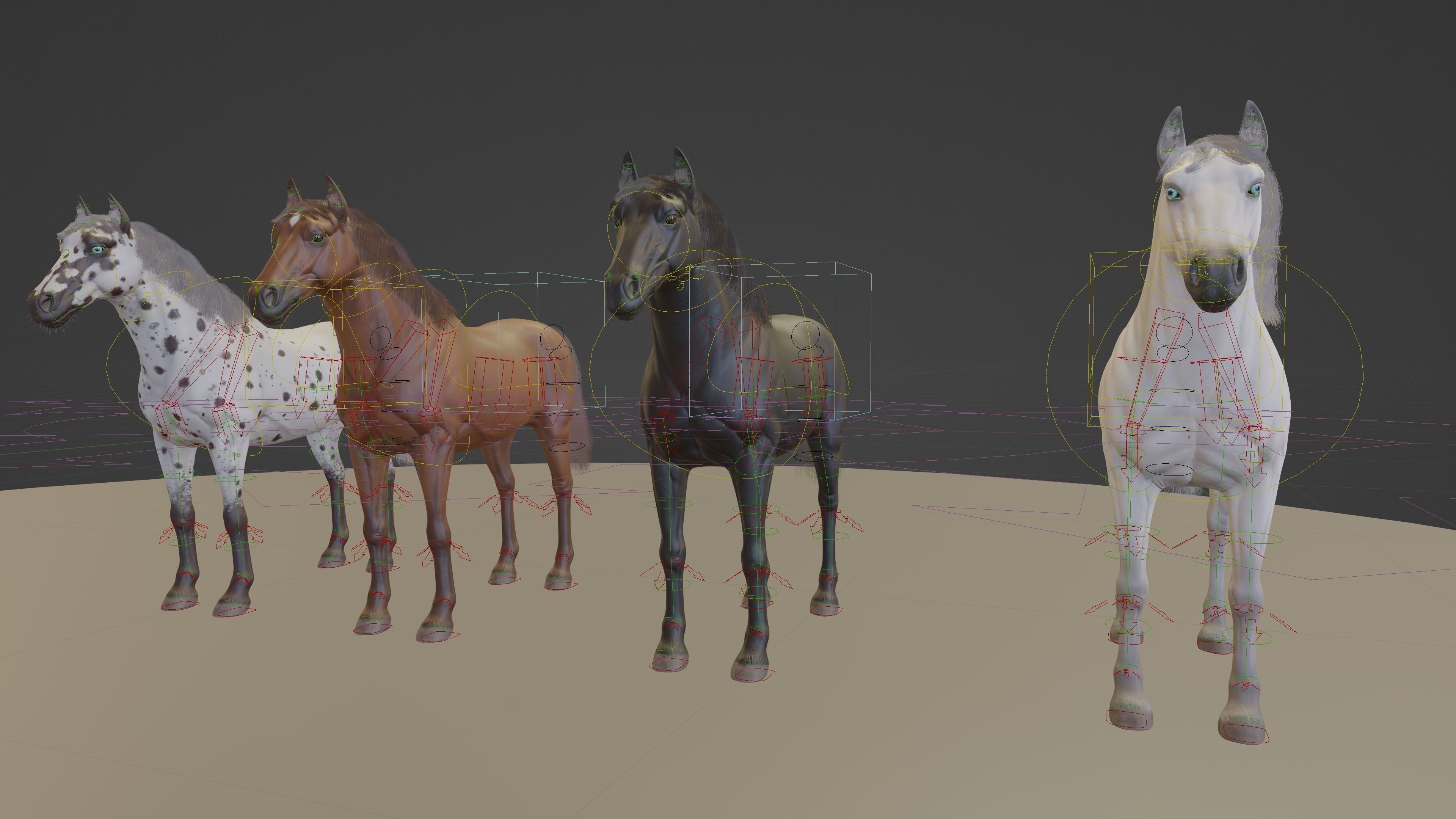 PBR Rigged Horse 4 styles 3D model_30