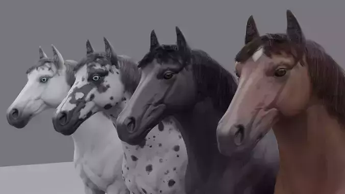 PBR Rigged Horse 4 styles 3D model