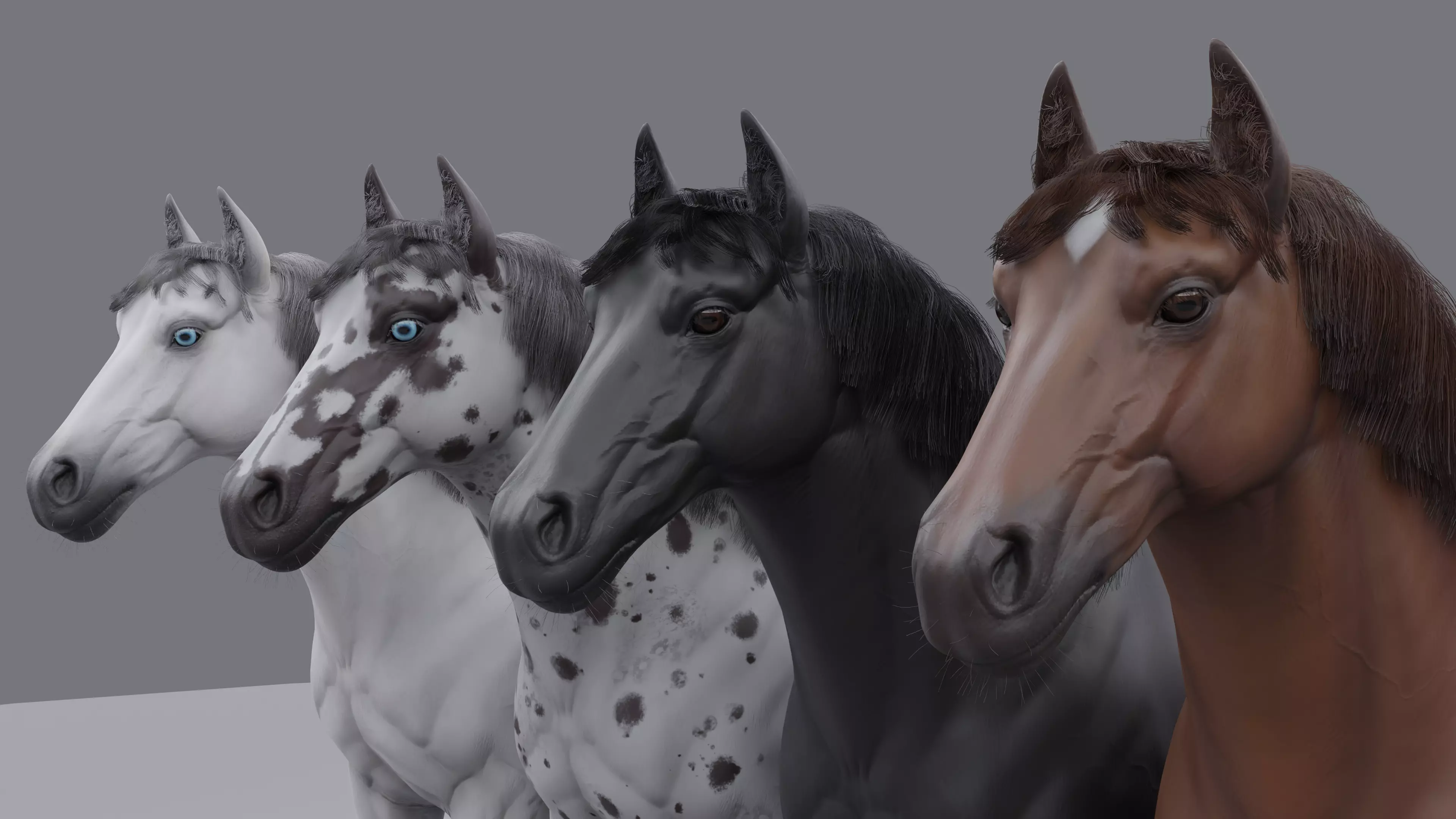 PBR Rigged Horse 4 styles 3D model_0