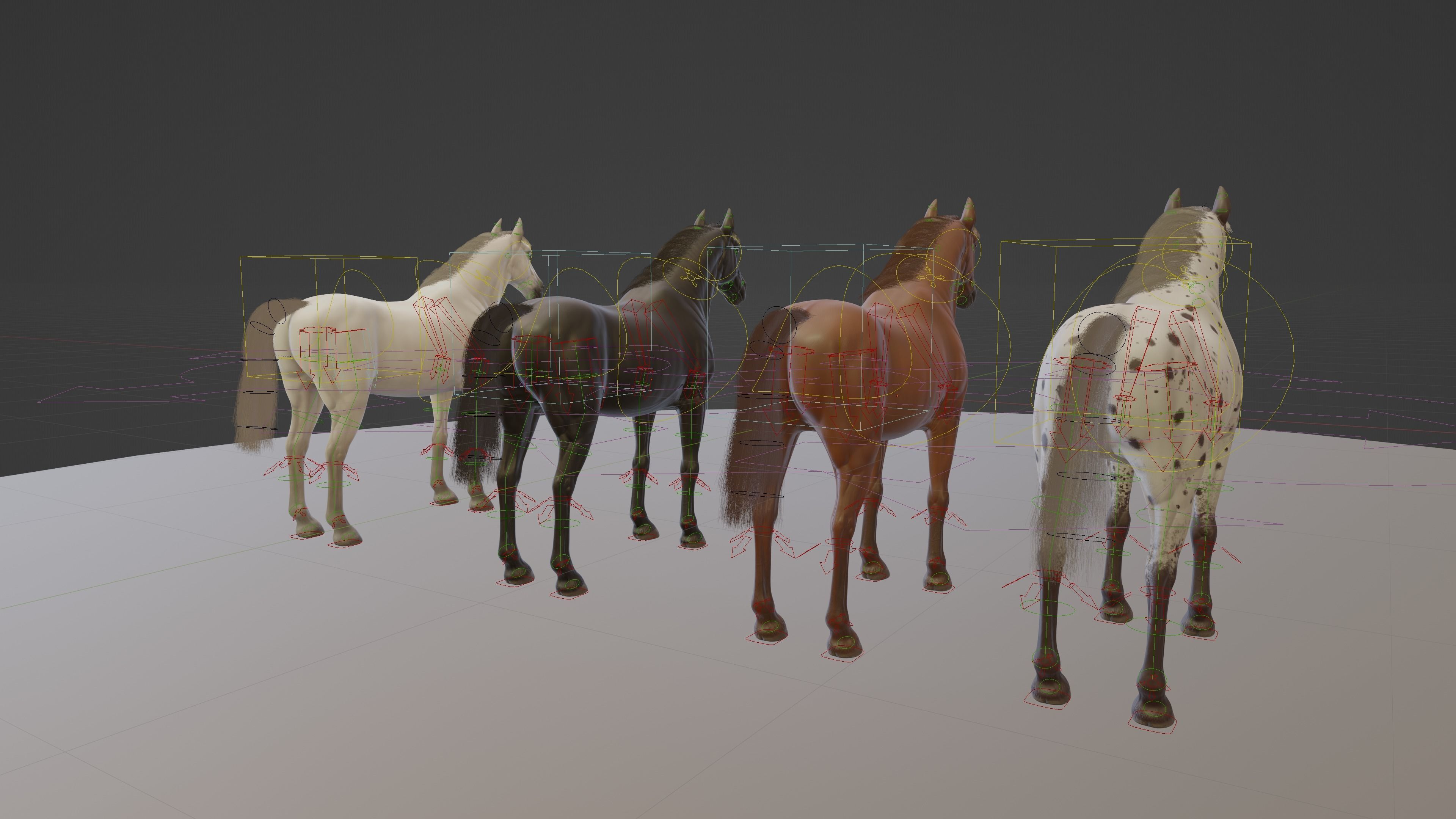 PBR Rigged Horse 4 styles 3D model_31
