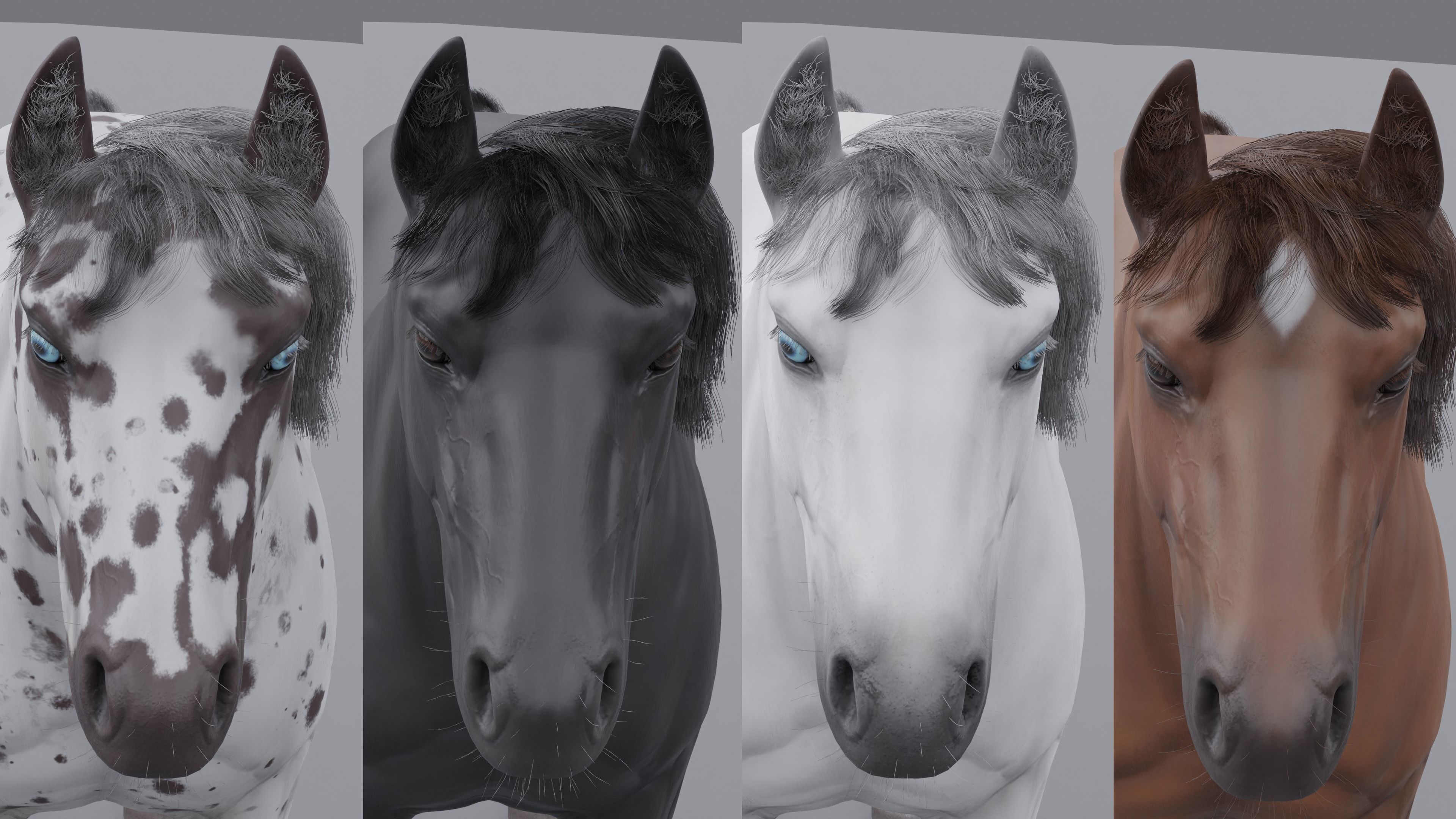 PBR Rigged Horse 4 styles 3D model_18