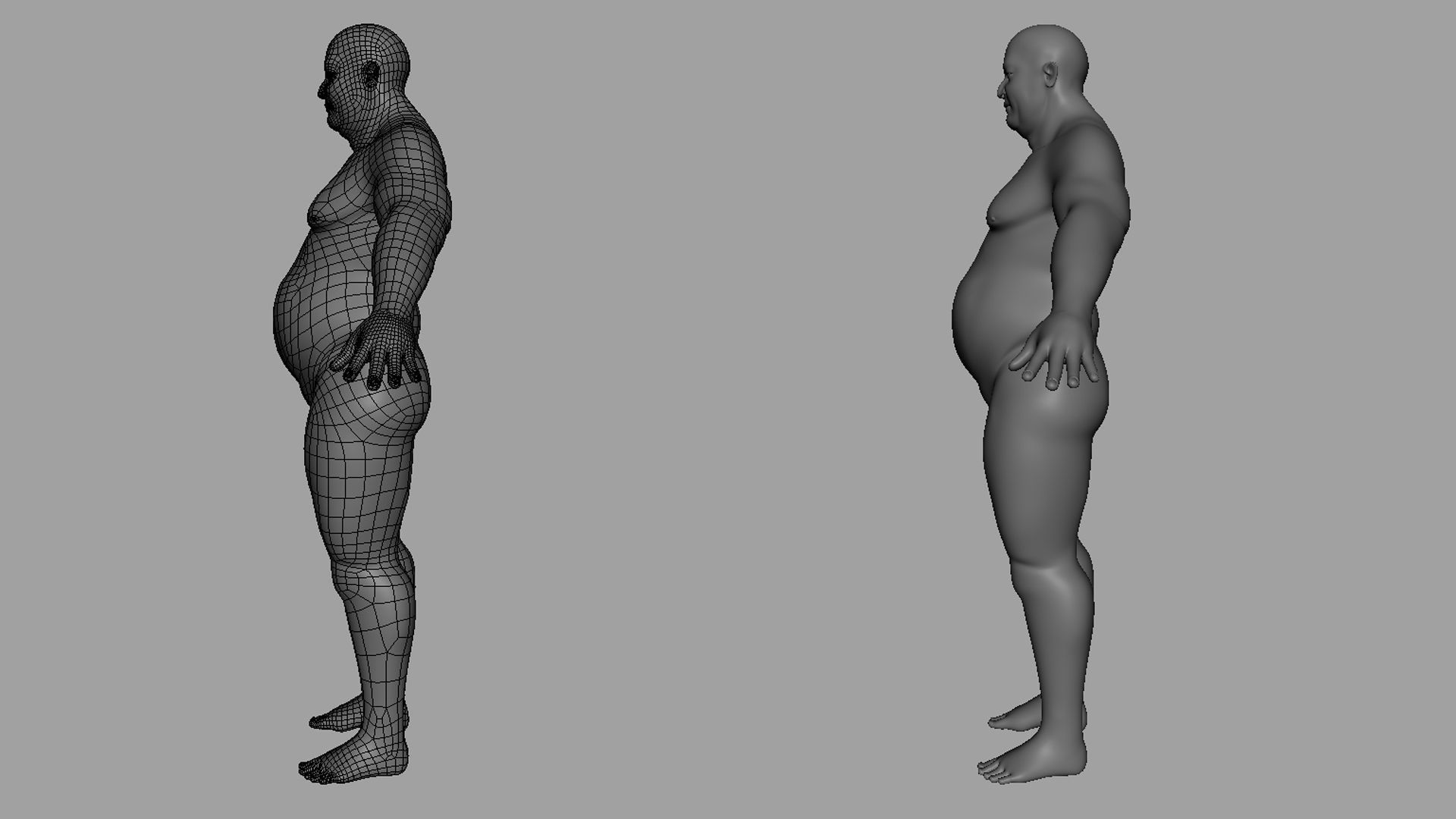 Fat Male BaseMesh Low-poly 3D model_4