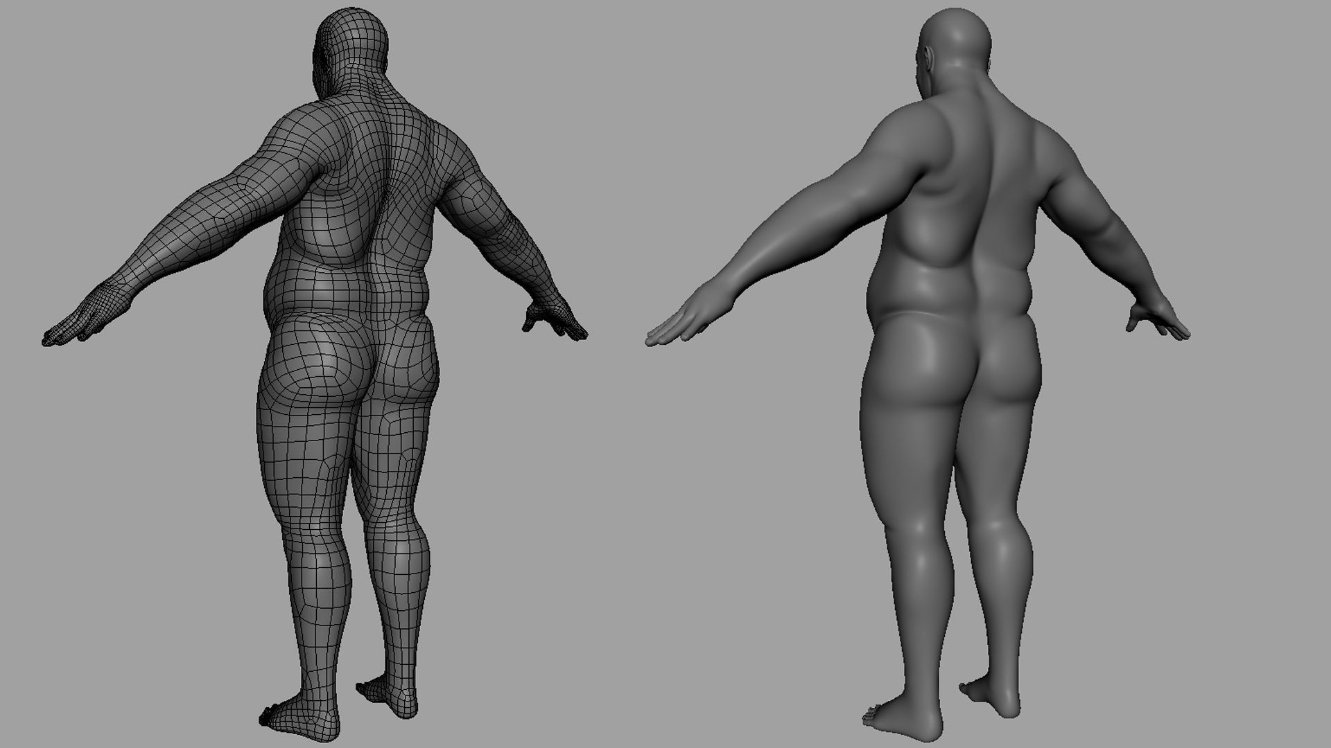 Fat Male BaseMesh Low-poly 3D model_5