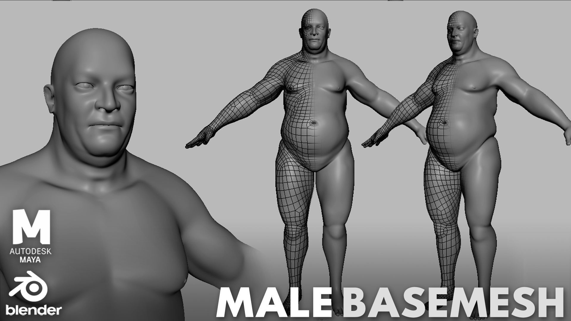 Fat Male BaseMesh Low-poly 3D model_1