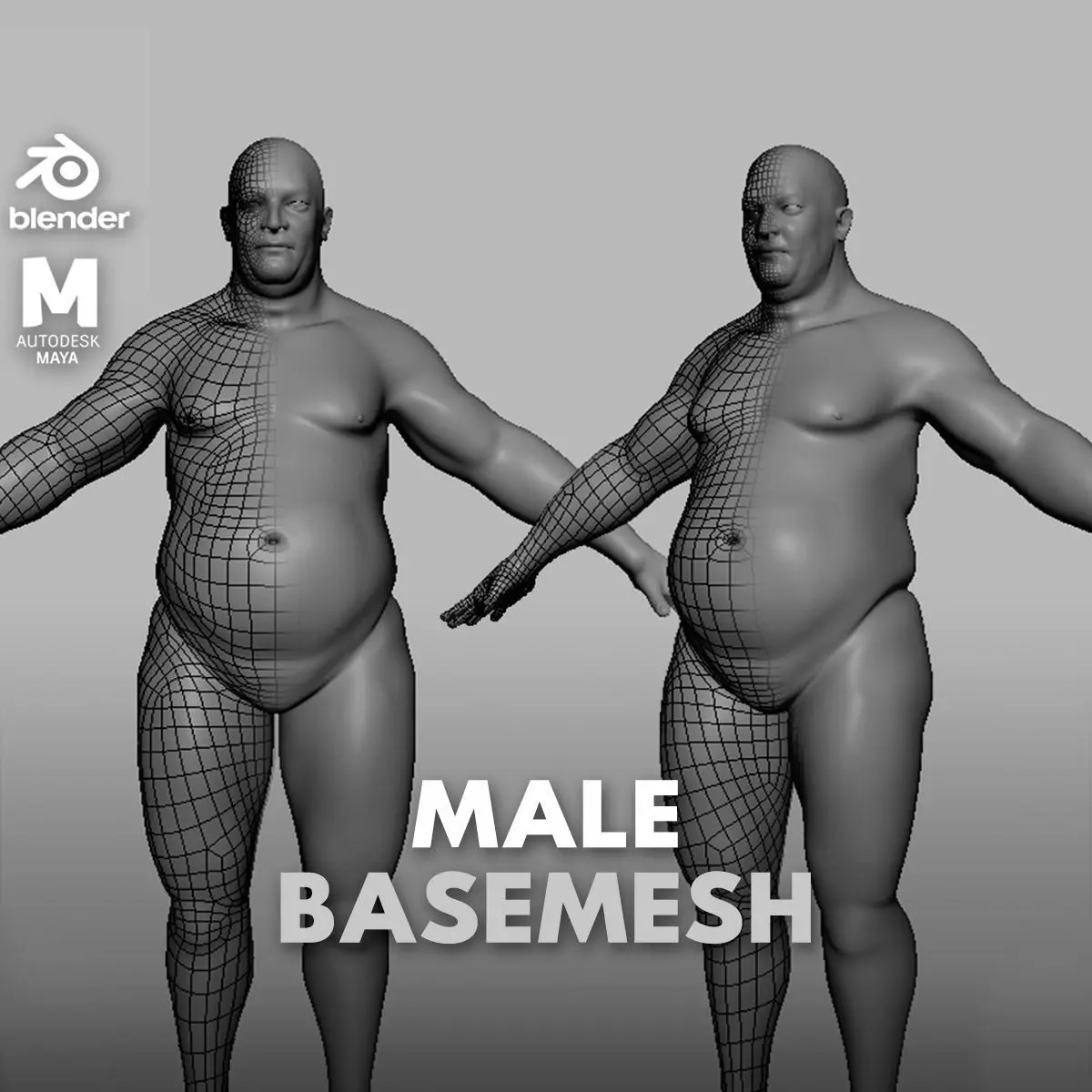 Fat Male BaseMesh Low-poly 3D model_0