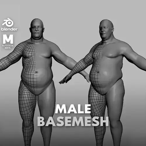 Fat Male BaseMesh Low-poly 3D model