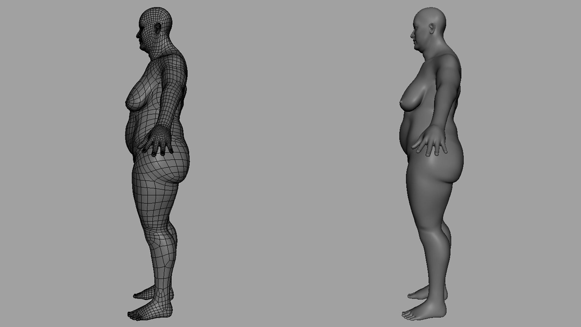 Fat Female BaseMesh Low-poly 3D model_4