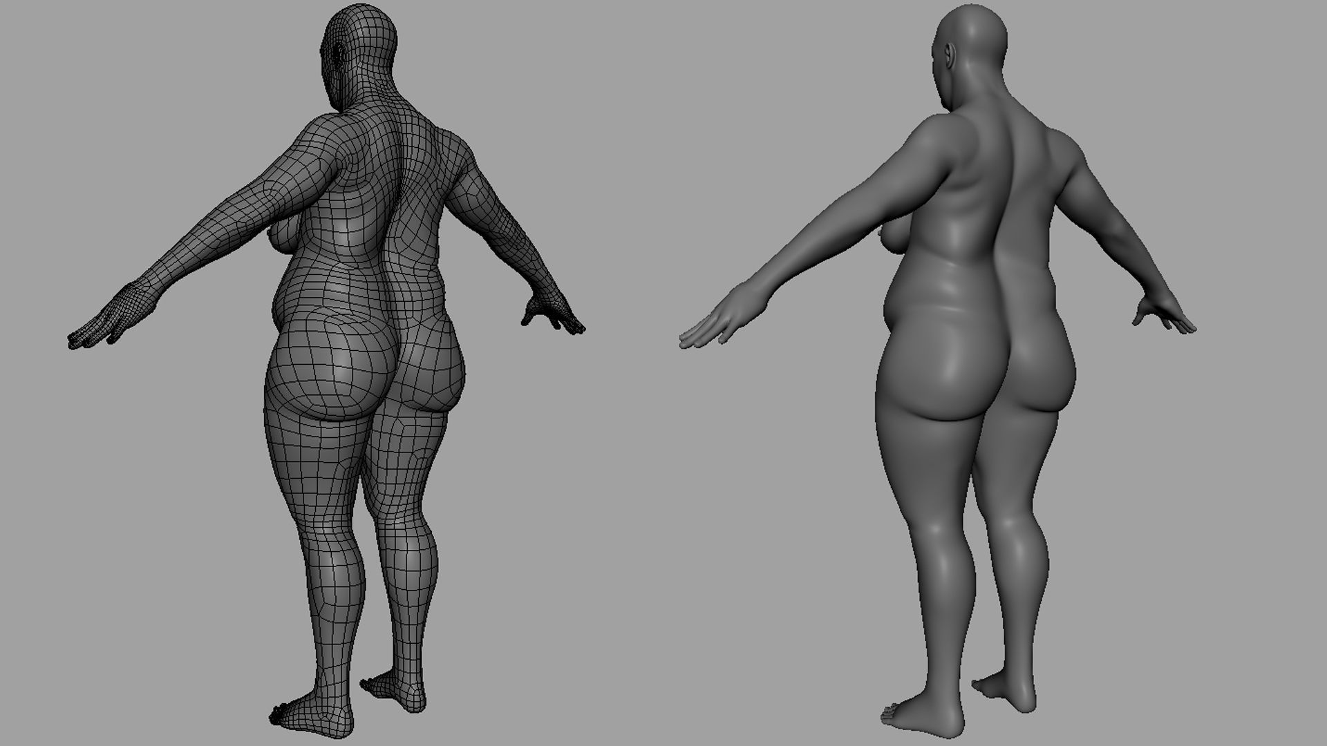 Fat Female BaseMesh Low-poly 3D model_5