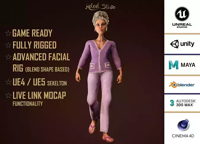 High Quality Thin Cartoon Woman Low-poly 3D model