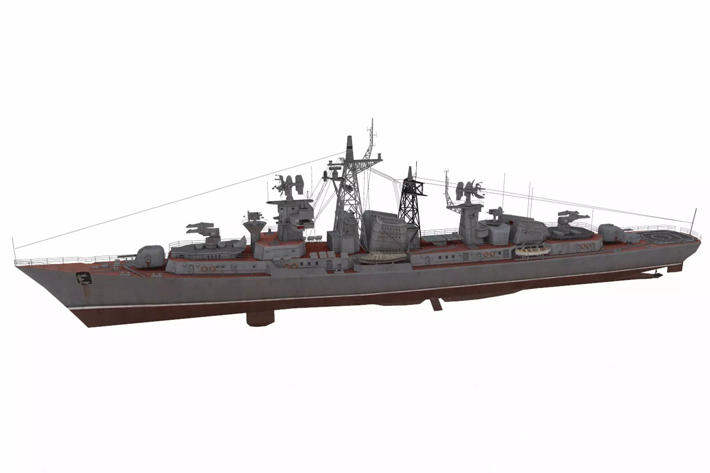 Kashin-class destroyer Low-poly 3D model_0