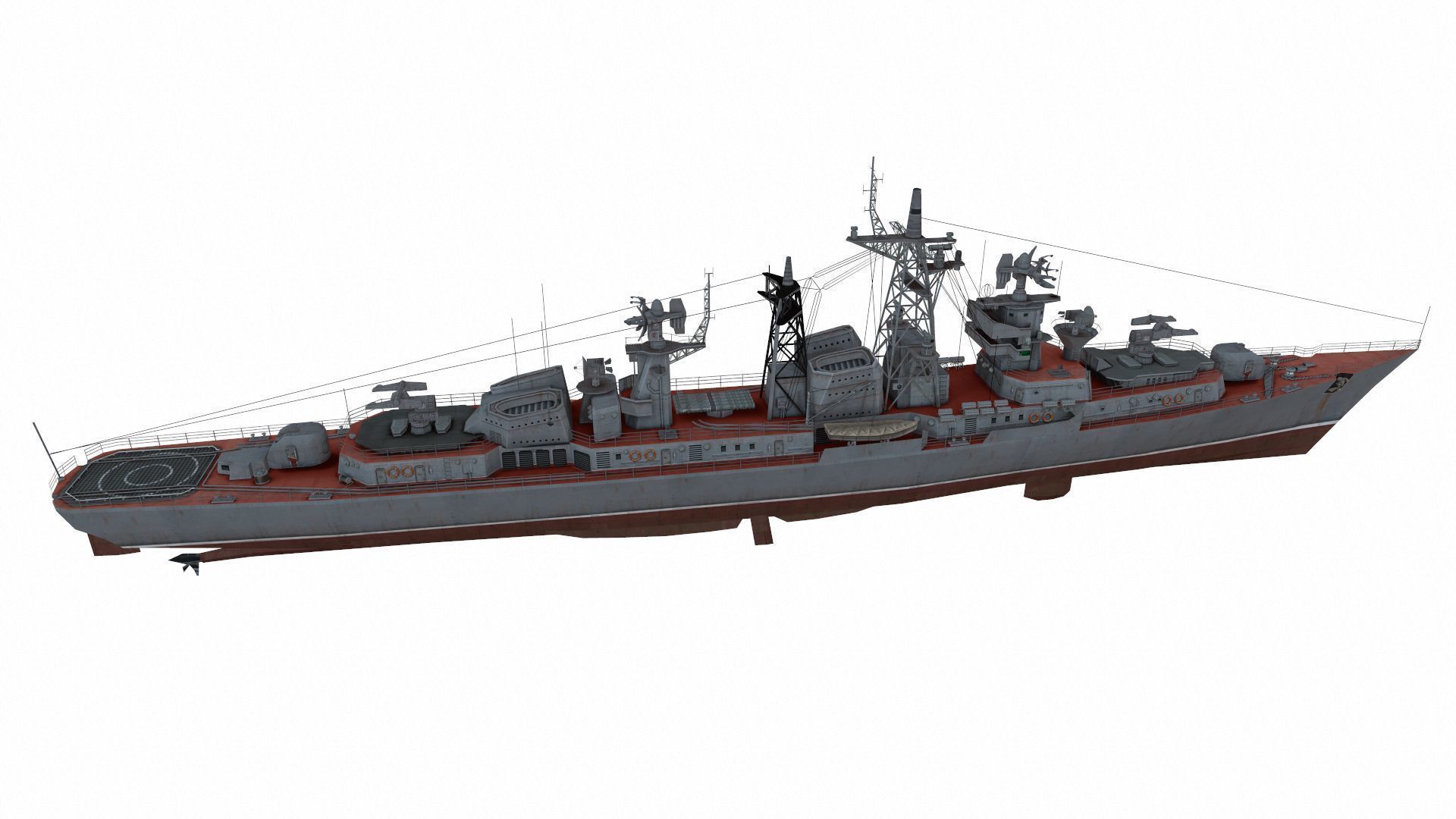 Kashin-class destroyer Low-poly 3D model_3