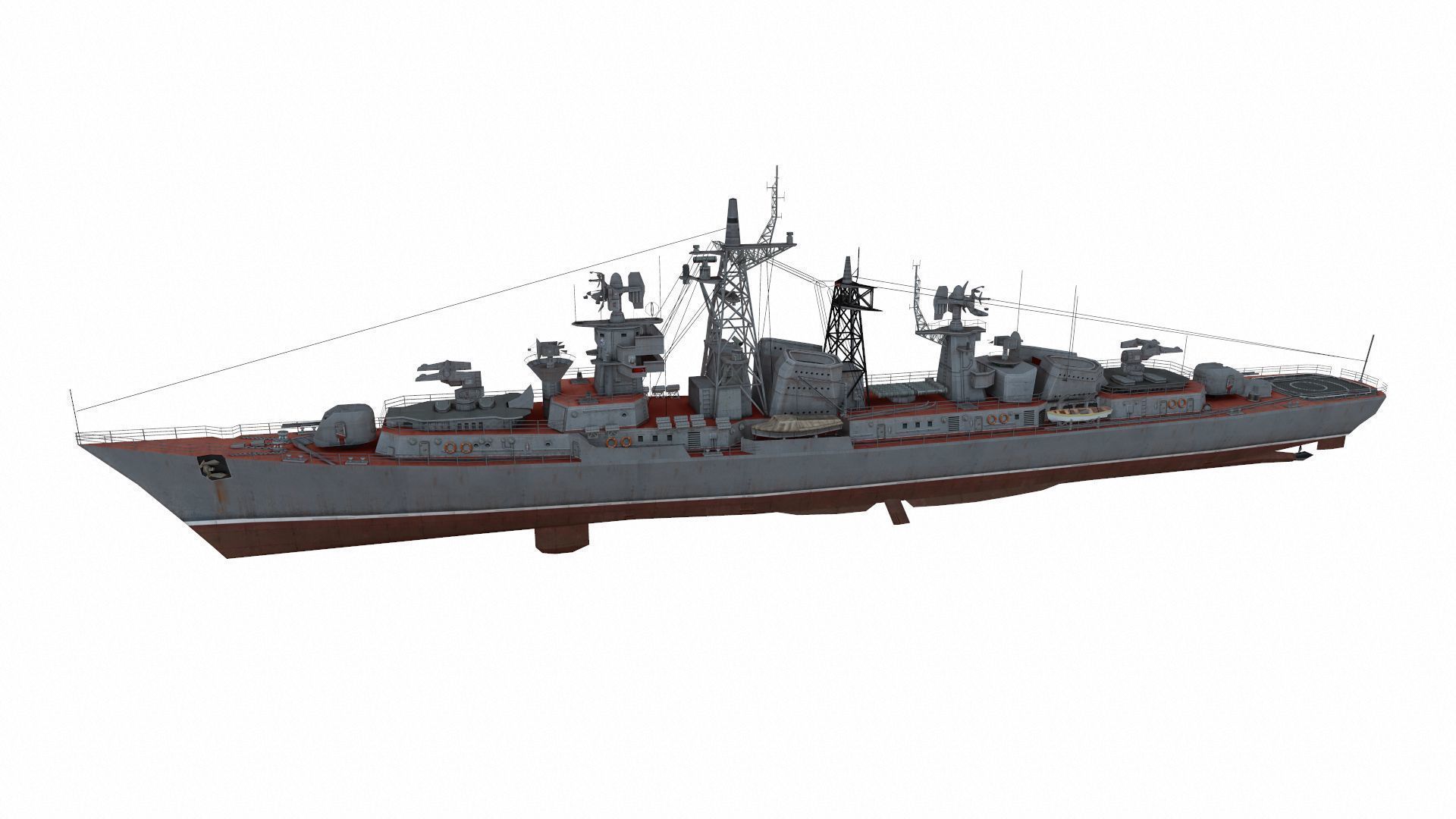 Kashin-class destroyer Low-poly 3D model_1
