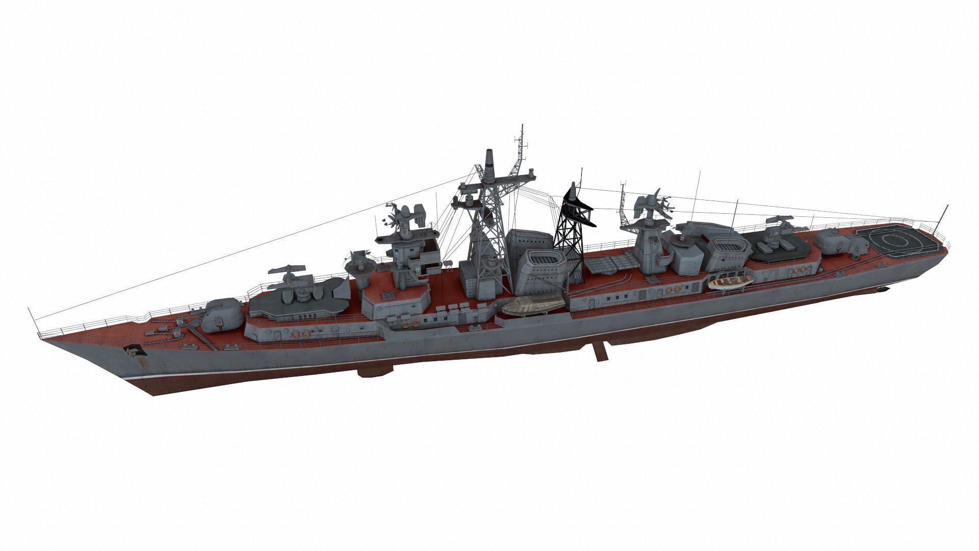 Kashin-class destroyer Low-poly 3D model_2