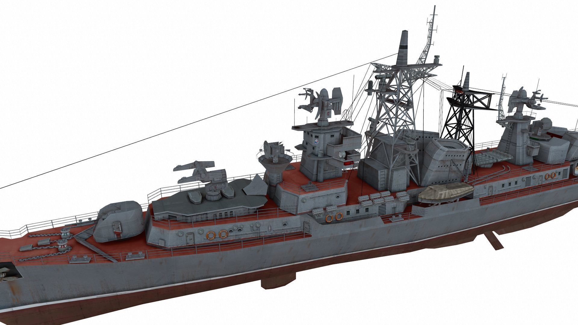 Kashin-class destroyer Low-poly 3D model_4