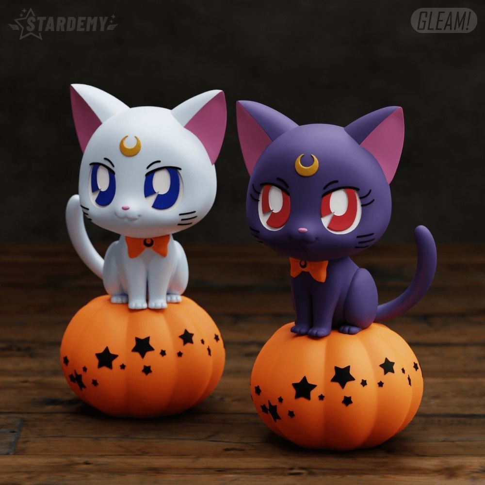 HALLOWEEN LUNA ARTEMIS 2 Expressions SAILOR MOON PUMPKIN CAT 3D print model_8